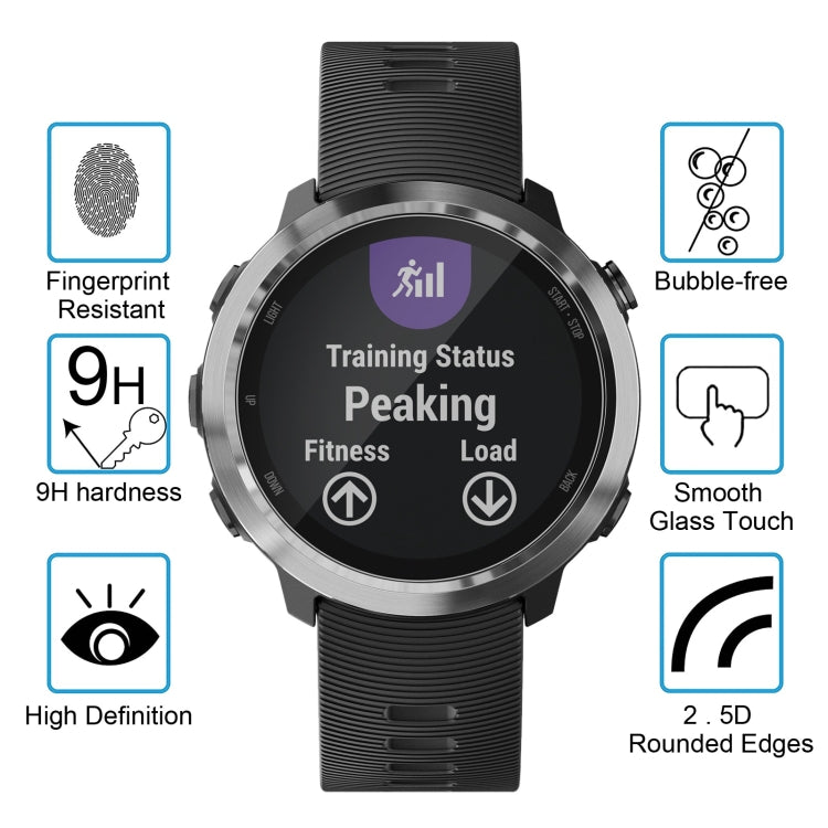 قطعتان من واقي الشاشة الزجاجي المقوى ENKAY Hat-Prince لجهاز Garmin Forerunner 645 بسمك 0.2 مم، صلابة السطح 9H، حافة منحنية 2.15D
