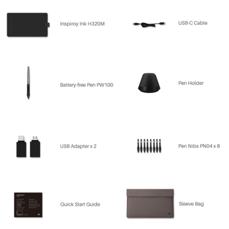 HUION Inspiroy Ink H320M 5080 LPI Art Drawing Tablet for Fun, with Battery-free Pen & Pen Holder, H320M