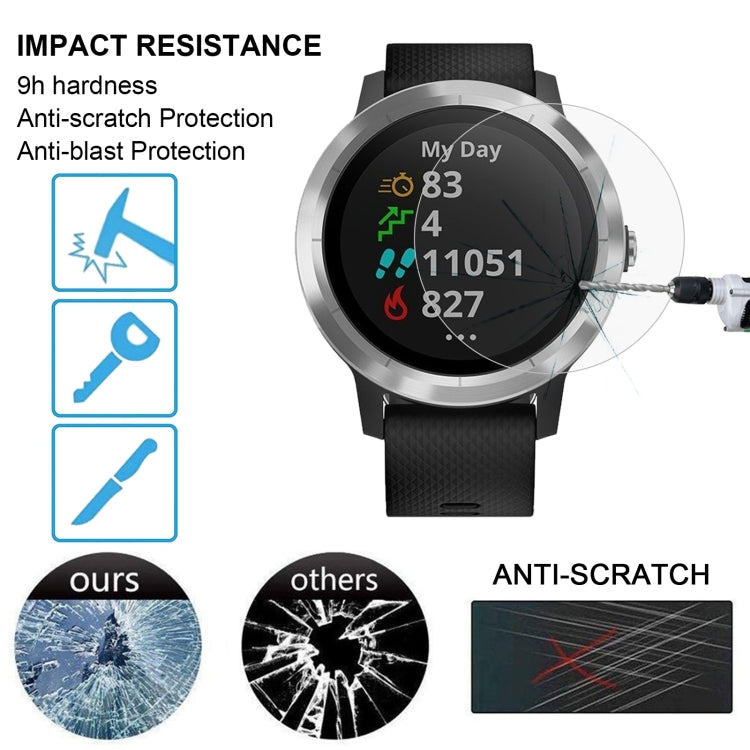 قطعتان من غطاء ENKAY Hat-Prince الزجاجي المقسى ذو الحواف المنحنية 9H 2.15D بسمك 0.2 مم لجهاز Garmin Vivoactive 3 Trainer، قطعتان من جهاز Garmin Vivoactive 3 Trainer