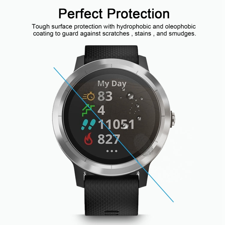 قطعتان من غطاء ENKAY Hat-Prince الزجاجي المقسى ذو الحواف المنحنية 9H 2.15D بسمك 0.2 مم لجهاز Garmin Vivoactive 3 Trainer، قطعتان من جهاز Garmin Vivoactive 3 Trainer