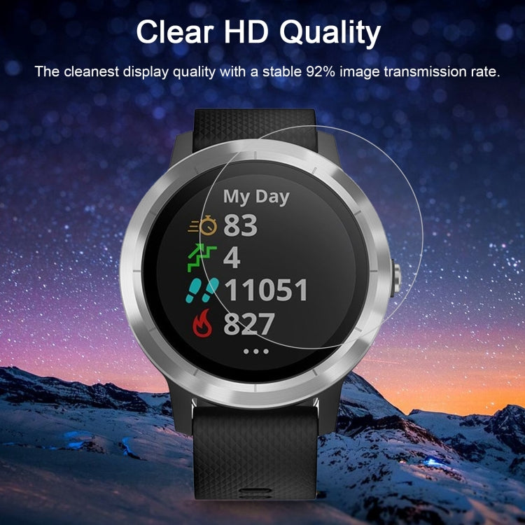 قطعتان من غطاء ENKAY Hat-Prince الزجاجي المقسى ذو الحواف المنحنية 9H 2.15D بسمك 0.2 مم لجهاز Garmin Vivoactive 3 Trainer، قطعتان من جهاز Garmin Vivoactive 3 Trainer