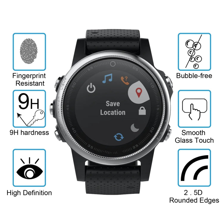 غطاء حماية ENKAY Hat-Prince لساعة Garmin Fenix 5S الذكية بسمك 0.2 مم، صلابة السطح 9H، حافة منحنية 2.15D، طبقة زجاجية مقواة