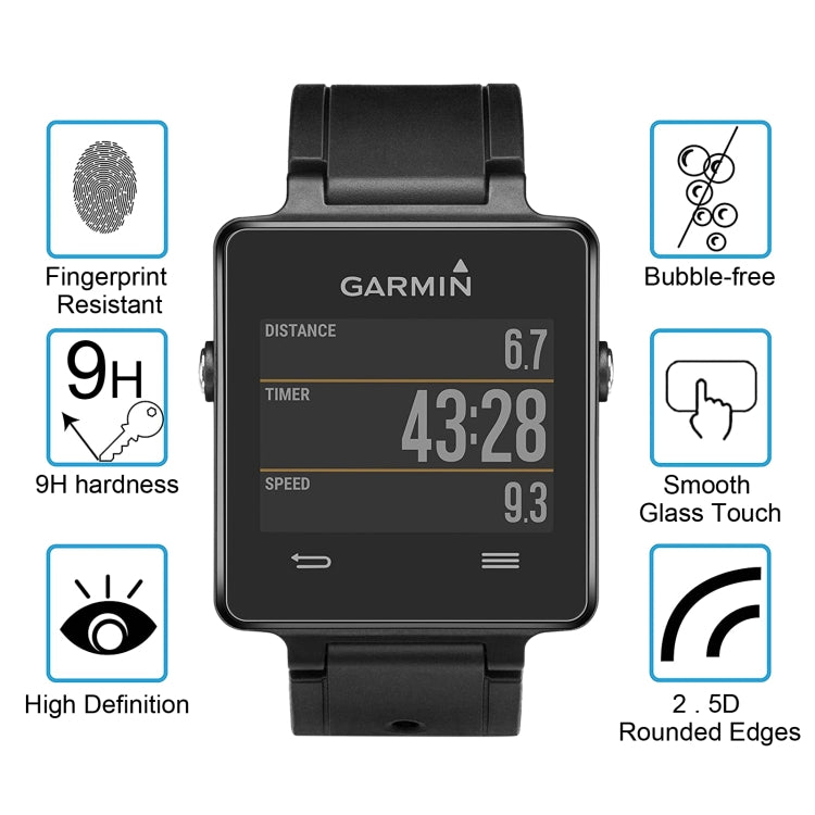 واقي شاشة من الزجاج المقوى 2.5D 9H لهاتف Garmin Vivoactive مقاس 0.26 مم، مناسب لـ Garmin Vivoactive