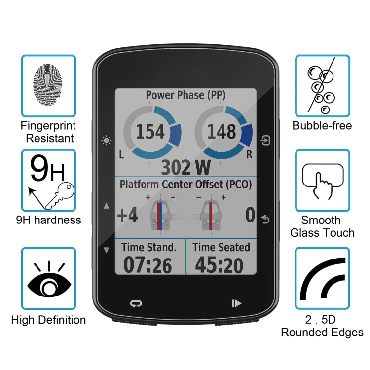 واقي شاشة من الزجاج المقوى 2.5D 9H لهاتف Garmin Edge 520 Plus بسمك 0.26 مم، مناسب لهاتف Garmin Edge 520 Plus