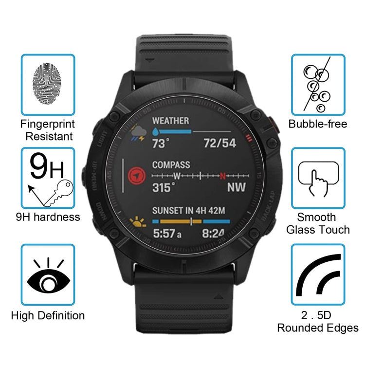 واقي شاشة من الزجاج المقوى 2.5D 9H لهاتف Garmin Fenix 6 Pro بسمك 0.26 مم، مناسب لهاتف Garmin Fenix 6 Pro