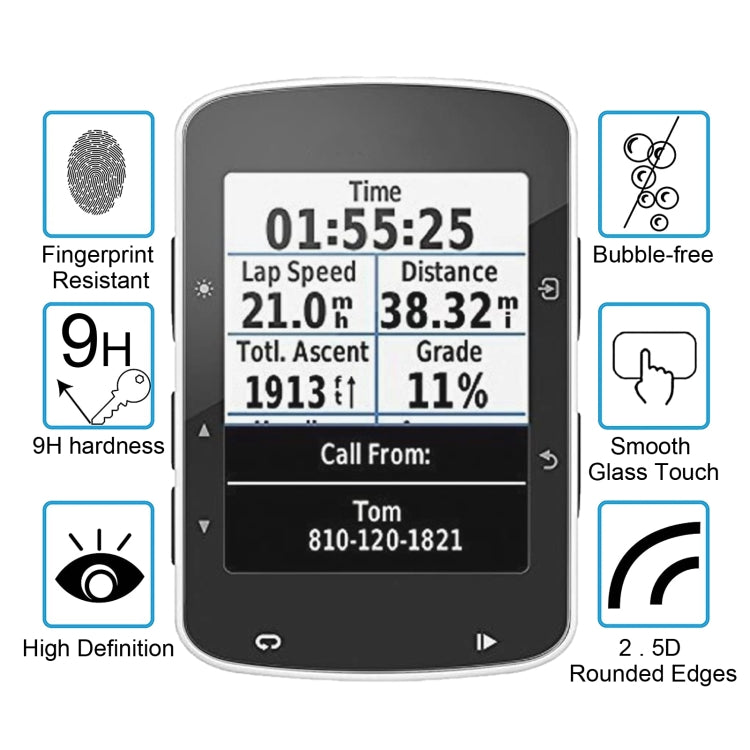 واقي شاشة من الزجاج المقوى 2.5D 9H لجهاز Garmin Edge 520 بسمك 0.26 مم، مناسب لجهاز Garmin Edge 520