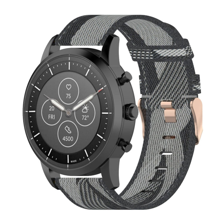 سوار معصم من النايلون المخطط مقاس 22 مم لساعة Fossil Hybrid Smartwatch HR، للرجال من الجيل الرابع Explorist HR وSport