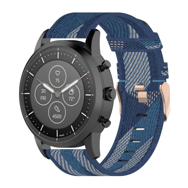 سوار معصم من النايلون المخطط مقاس 22 مم لساعة Fossil Hybrid Smartwatch HR، للرجال من الجيل الرابع Explorist HR وSport