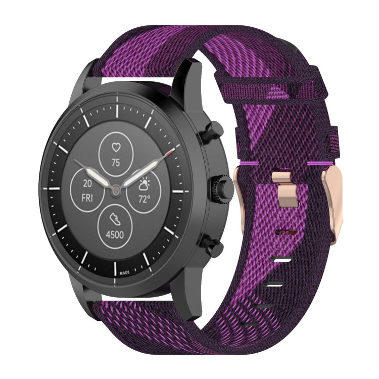 سوار معصم من النايلون المخطط مقاس 22 مم لساعة Fossil Hybrid Smartwatch HR، للرجال من الجيل الرابع Explorist HR وSport
