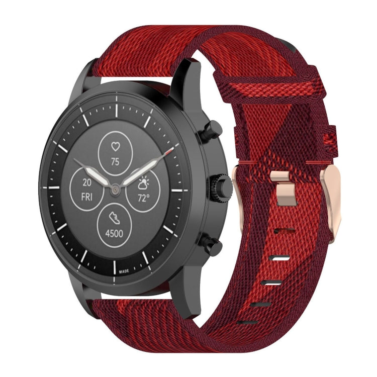 سوار معصم من النايلون المخطط مقاس 22 مم لساعة Fossil Hybrid Smartwatch HR، للرجال من الجيل الرابع Explorist HR وSport
