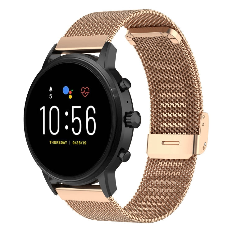 سوار ساعة شبكي معدني مقاس 22 مم لساعات Fossil Gen 5 Carlyle / Gen 5 Julianna / Gen 5 Garrett / Gen 5 Carlyle HR
