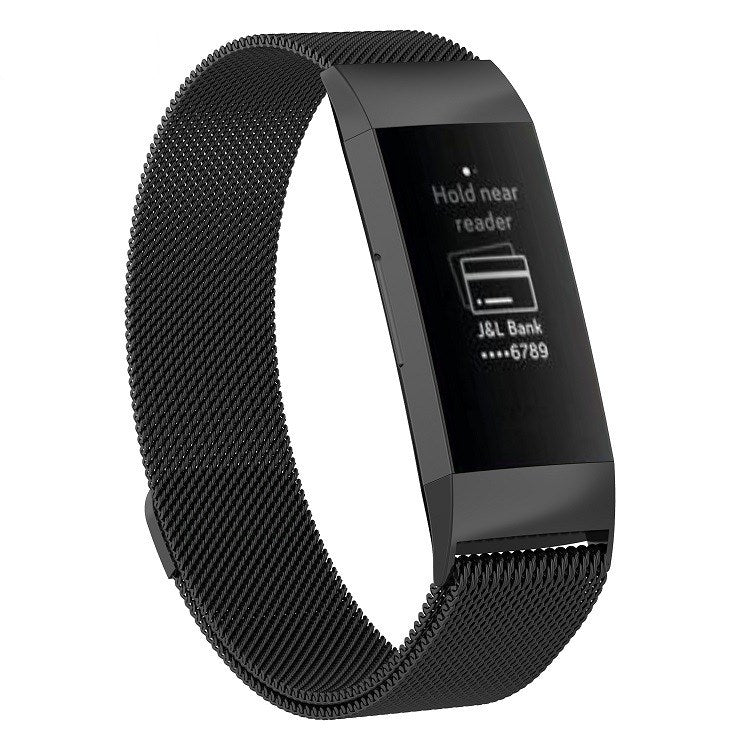 سوار ساعة مغناطيسي من الفولاذ المقاوم للصدأ لساعة FITBIT Charge 3، المقاس: صغير، 187 × 18 مم
