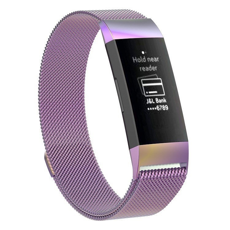 سوار ساعة مغناطيسي من الفولاذ المقاوم للصدأ لساعة FITBIT Charge 3، المقاس: صغير، 187 × 18 مم
