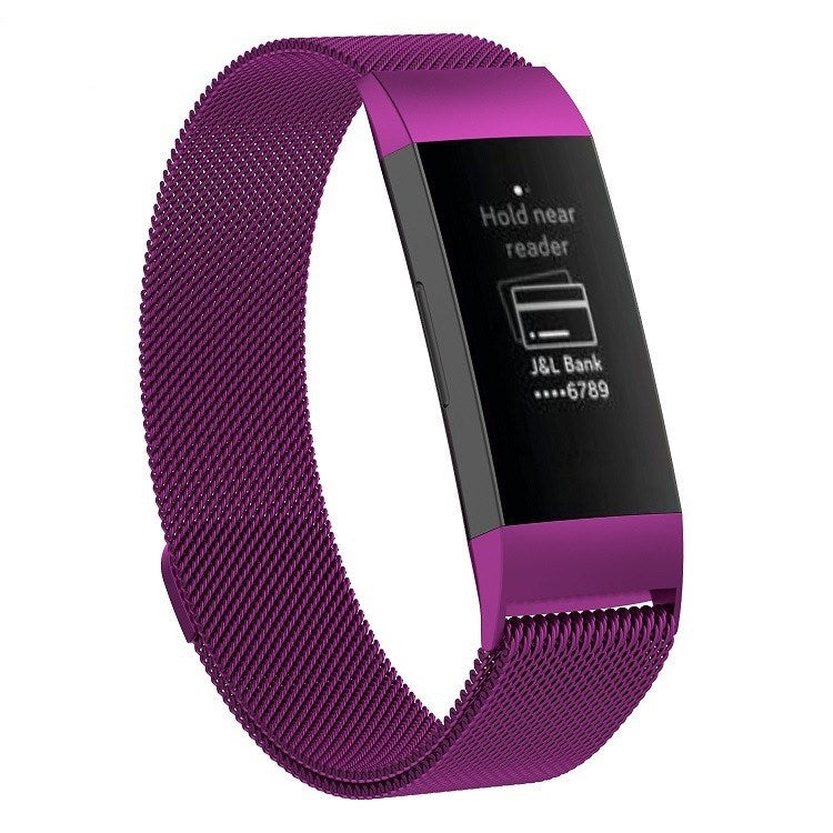 سوار ساعة مغناطيسي من الفولاذ المقاوم للصدأ لساعة FITBIT Charge 3، المقاس: صغير، 187 × 18 مم