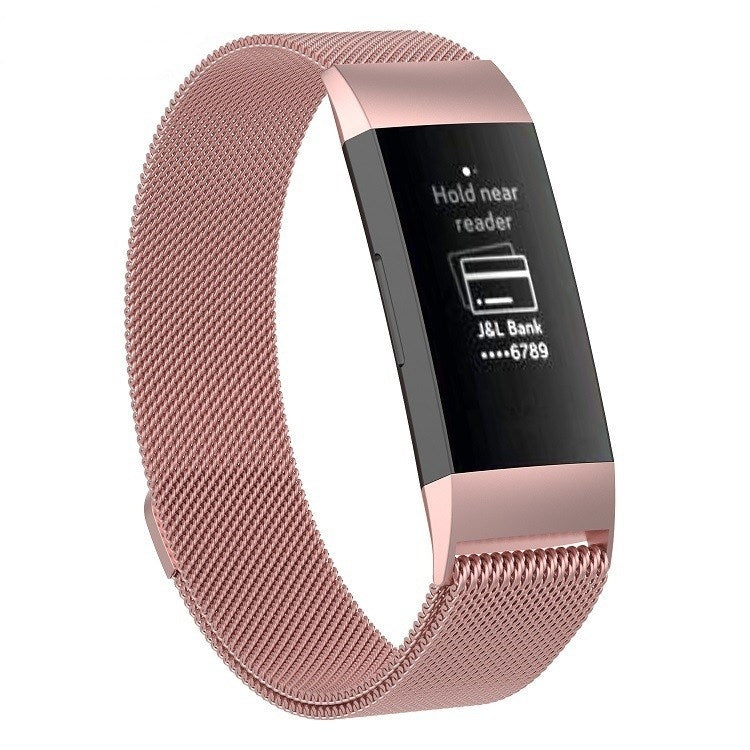سوار ساعة مغناطيسي من الفولاذ المقاوم للصدأ لساعة FITBIT Charge 3، المقاس: صغير، 187 × 18 مم