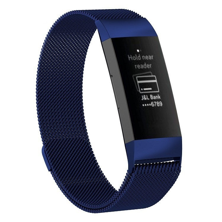 سوار ساعة مغناطيسي من الفولاذ المقاوم للصدأ لساعة FITBIT Charge 3، المقاس: صغير، 187 × 18 مم