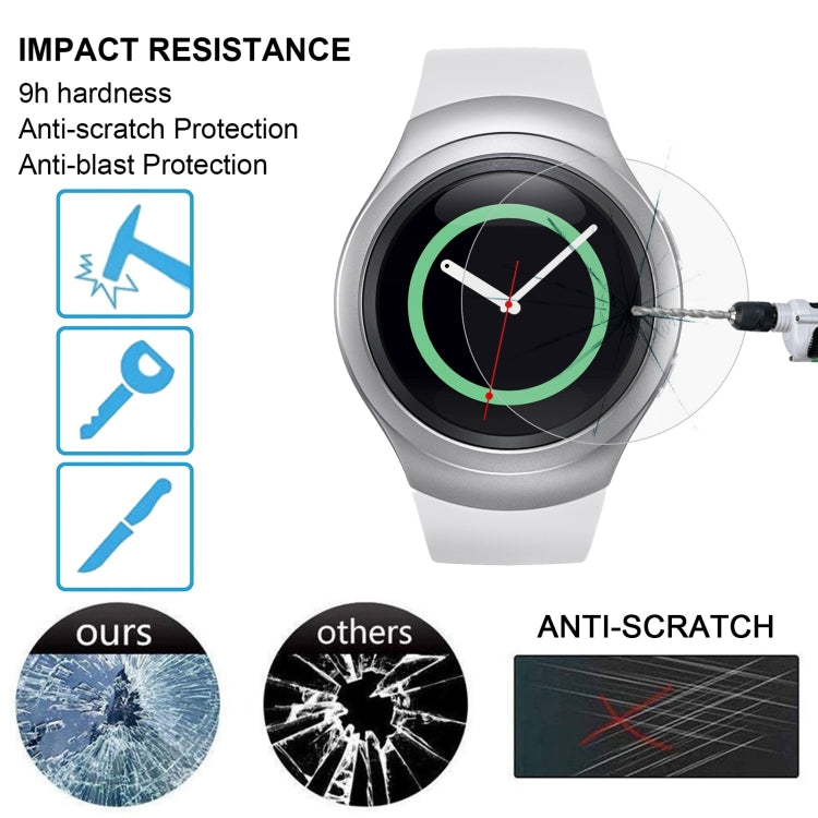 قطعتان من غطاء ENKAY Hat-Prince لساعة Samsung Gear S2 الذكية بسمك 0.2 مم، صلابة سطح 9H، 2.15D، طبقة شاشة زجاجية مقسّاة مقاومة للانفجار