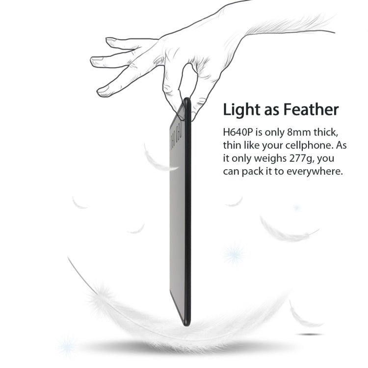 HUION Inspiroy Series H640P 5080LPI لوح رسم رسومي احترافي USB لنظامي التشغيل Windows / Mac OS، مع قلم بدون بطارية