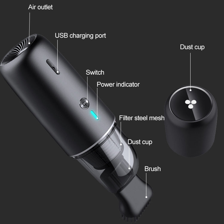 Car / Household Wireless Portable 90W Handheld Powerful Vacuum Cleaner, Navy Blue