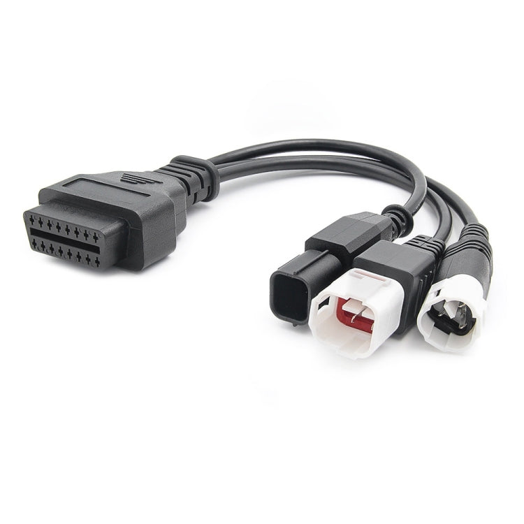 Motorcycle OBD II 3 Pin + 4 Pin + 6 Pin to 16 Pin Adapter Cable for Honda / Yamaha, For Honda / Yamaha (Black)