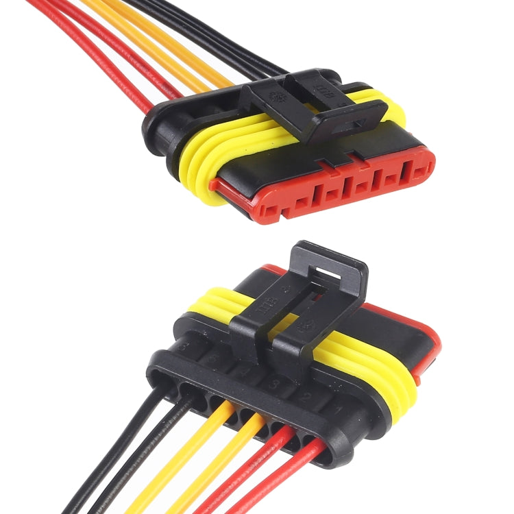 10pcs 5P Car Waterproof Plug Car Connector Plug-In, Length:10cm, 6P
