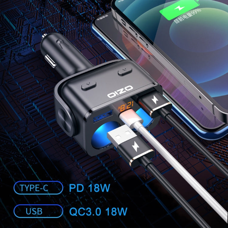 Y48TC QC3.0 + Type-C Dual Port Fast Charging Multi-function Car Charger Cigarette Lighter, Y48TC