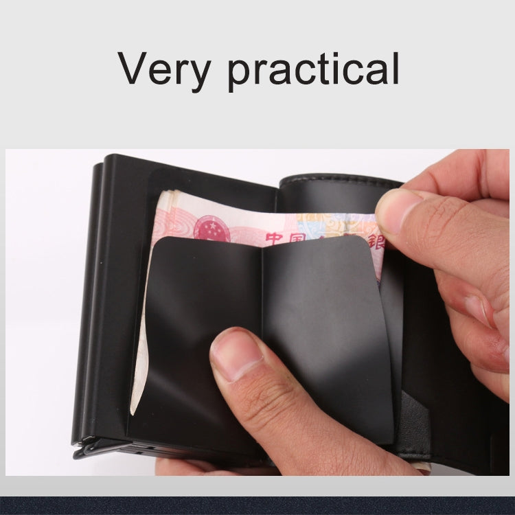 X-7 Antimagnetic RFID Multi-functional Aluminum Crazy Horse Texture Leather Card Bag Wallet