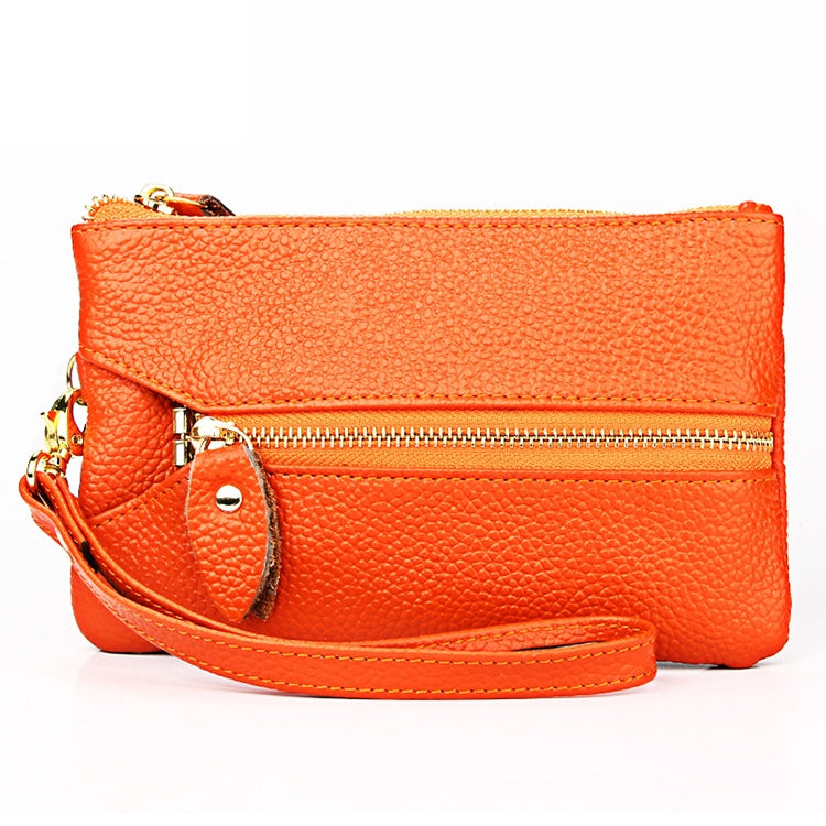 2001 Horizontal Square Litchi Texture Wallet Clutch Bag for Ladies, with Detachable Hand Strap & 6 Key Rings, Yellow, Orange, Pink, Green