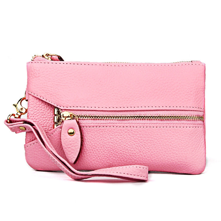2001 Horizontal Square Litchi Texture Wallet Clutch Bag for Ladies, with Detachable Hand Strap & 6 Key Rings, Yellow, Orange, Pink, Green