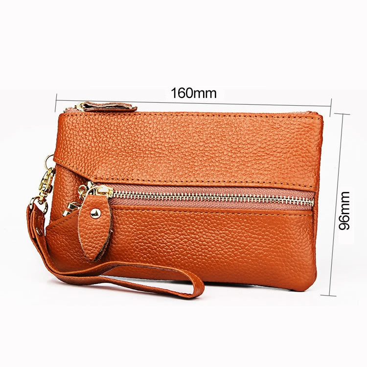 2001 Horizontal Square Litchi Texture Wallet Clutch Bag for Ladies, with Detachable Hand Strap & 6 Key Rings, Yellow, Orange, Pink, Green