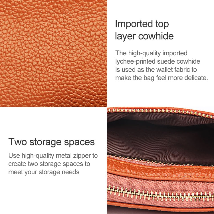 2001 Horizontal Square Litchi Texture Wallet Clutch Bag for Ladies, with Detachable Hand Strap & 6 Key Rings, Yellow, Orange, Pink, Green
