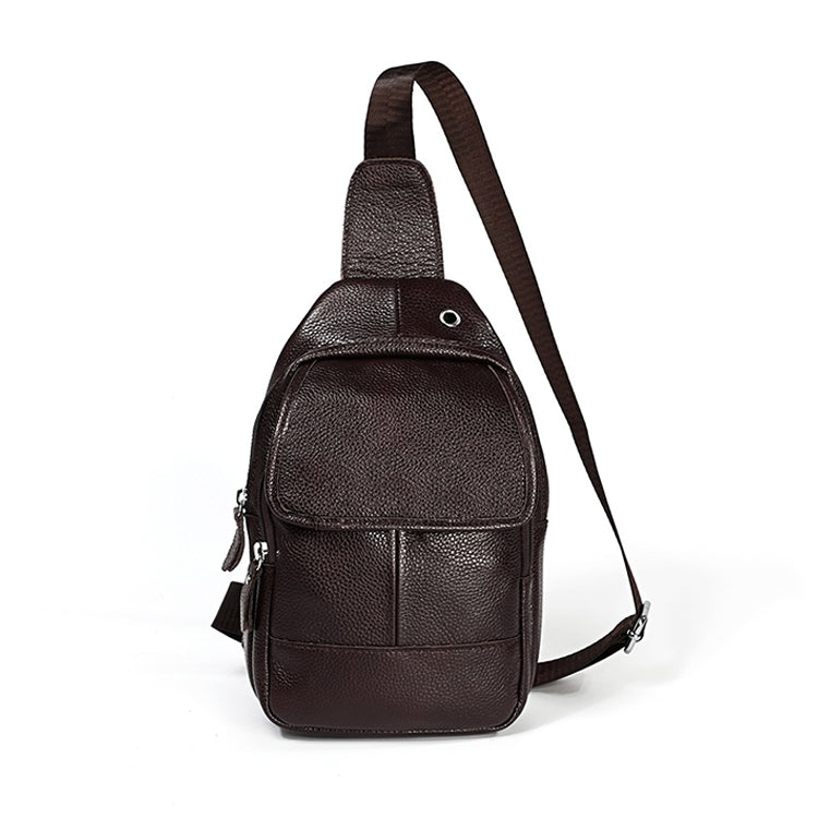 6023 Casual Litchi Texture Soft Face Full-grain Cowhide One Shoulder Crossbody Bag for Men, Red, Brown, Black, Coffee