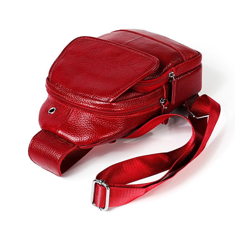6023 Casual Litchi Texture Soft Face Full-grain Cowhide One Shoulder Crossbody Bag for Men, Red, Brown, Black, Coffee