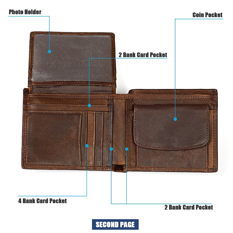 8020 Horizontal Retro Crazy Horse Texture Leather Anti-magnetic RFID Wallet Clutch Bag for Men, with Card Slots, 8020 Yellowish-brown, 8020 Black, 8020 Coffee