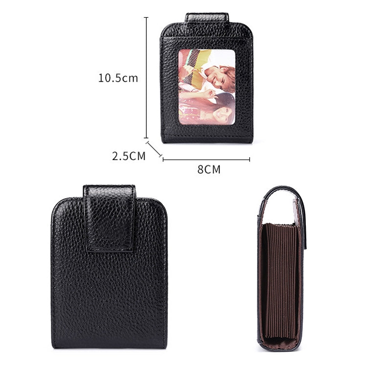 KB189 Vertical Cowhide Leather Organ Shape Multiple Card Slots Anti-magnetic RFID Wallet for Ladies, with Transparent Window, KB189 Purple, KB189 Rose Red, KB189 Sapphire Blue, KB189 Black, KB189 Coffee