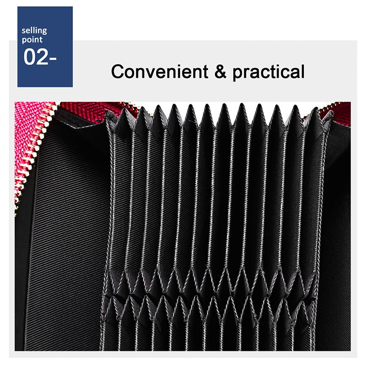 KB213 Diamond Texture Zipper Cowhide Leather Double Row Organ Shape Multiple Card Slots Anti-magnetic RFID Wallet Clutch Bag for Ladies, KB213 Pink, KB213 Blue, KB213 Light Pink, KB213 Rose Red, KB213 Black