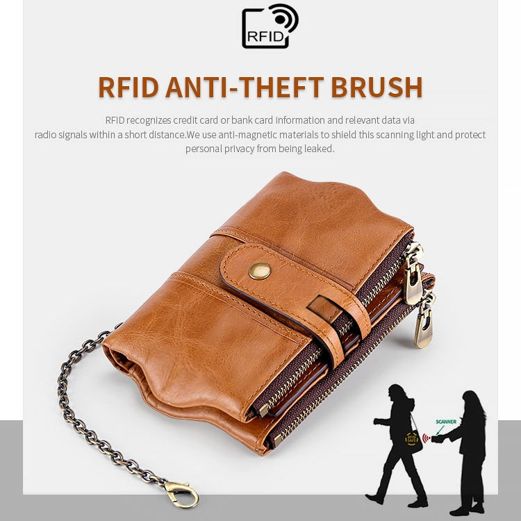 LT3539 Cowhide Leather Zipper Buckle Anti-magnetic RFID Wallet Clutch Bag for Men, with Card Slots & Shoulder Strap, LT3539 Shoulder Strap Black, LT3539 Shoulder Strap Coffee, LT3539 Shoulder Strap Blue, LT3539 Strap Red, LT3539 Yellowish-brown