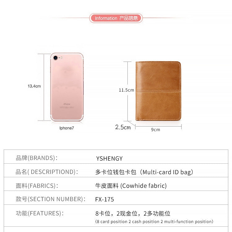 TP-195 Oilskin Leather Multi-functional Change Purse RFID Leather Wallet