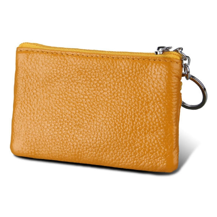 Cowhide Leather Zipper Solid Color Horizontal Card Holder Wallet RFID Blocking Coin Purse Card Bag Protect Case, Size: 11.4*7.4cm