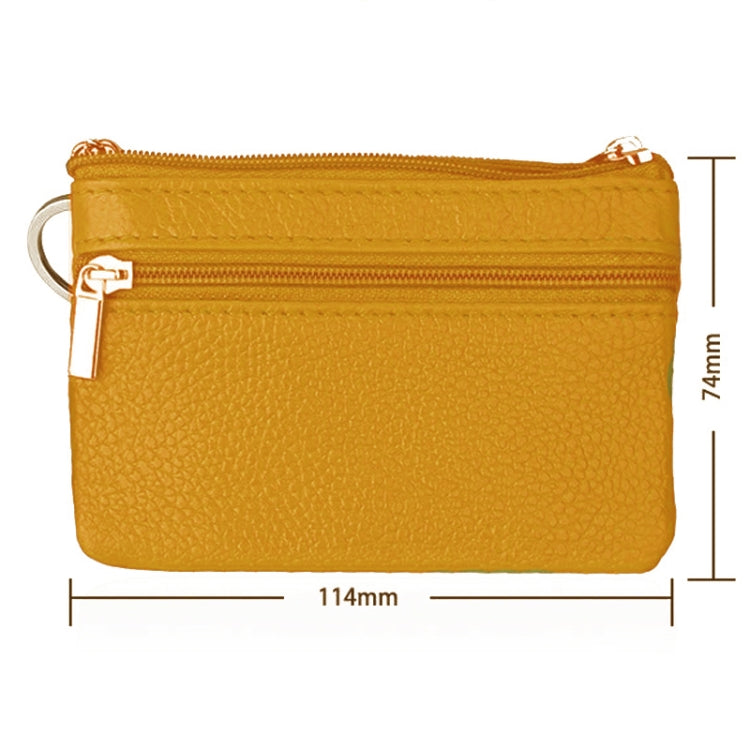 Cowhide Leather Zipper Solid Color Horizontal Card Holder Wallet RFID Blocking Coin Purse Card Bag Protect Case, Size: 11.4*7.4cm