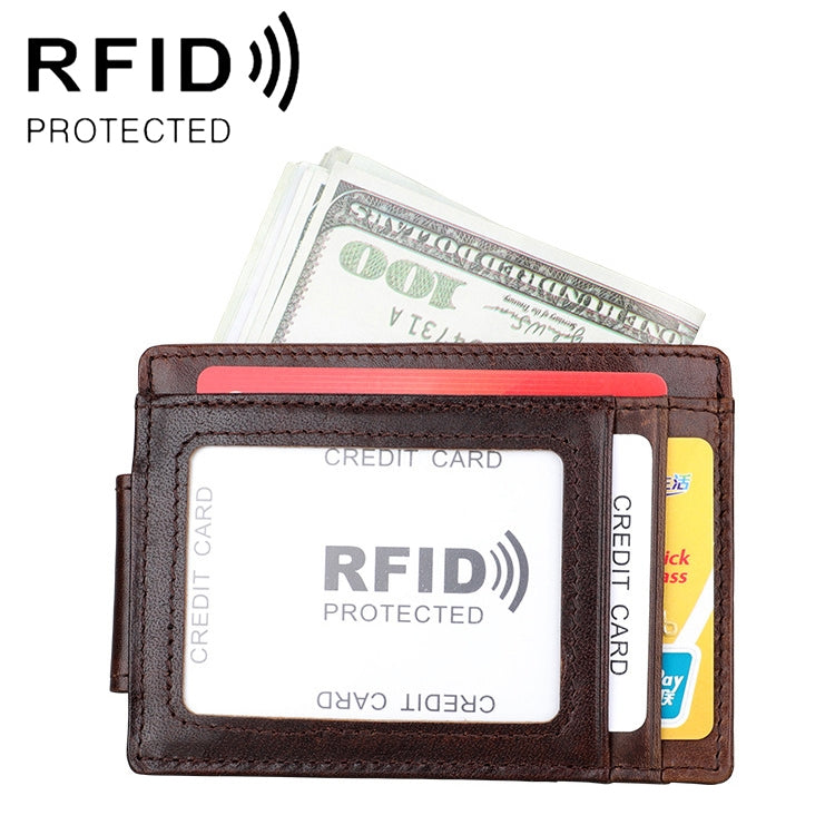 محفظة بطاقات جلدية شمعية زيتية مضادة للمغناطيس بتقنية RFID من Crazy Horse بتصميم KB80 للرجال والنساء