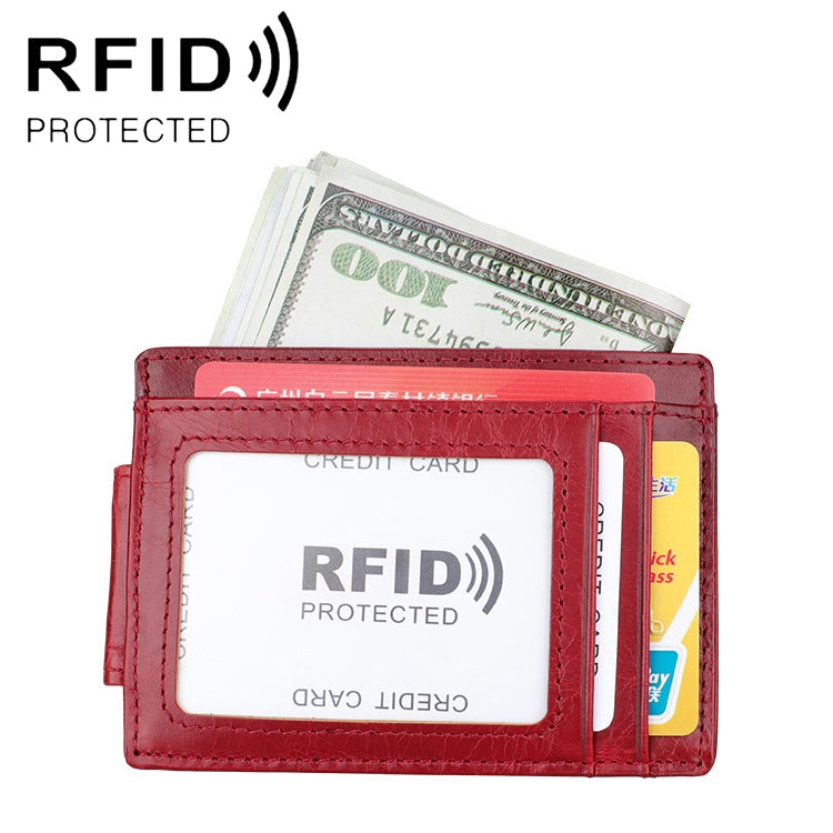 محفظة بطاقات جلدية شمعية زيتية مضادة للمغناطيس بتقنية RFID من Crazy Horse بتصميم KB80 للرجال والنساء