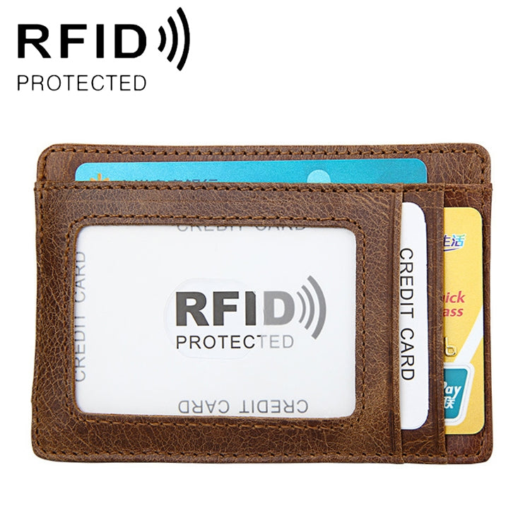 محفظة بطاقات جلدية شمعية زيتية مضادة للمغناطيس بتقنية RFID من Crazy Horse بتصميم KB80 للرجال والنساء