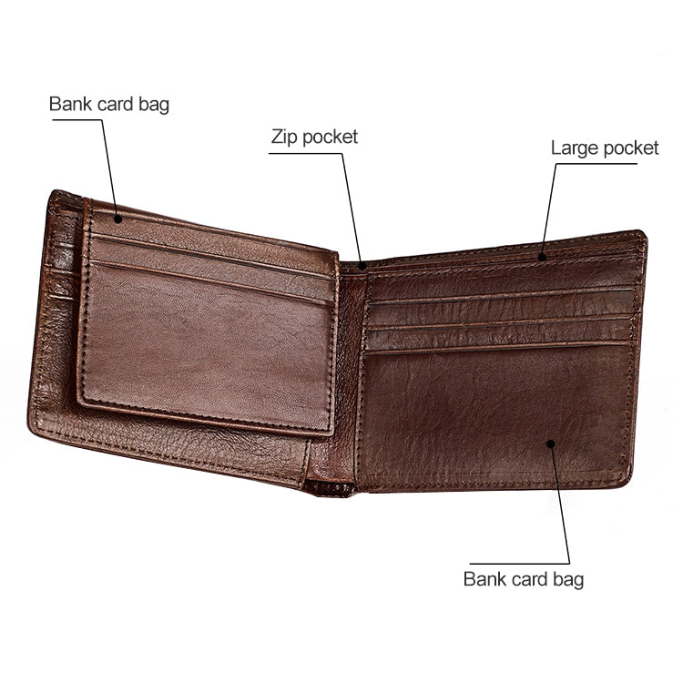 8018 Antimagnetic RFID Retro Fashion Crazy Horse Texture Leather Wallet for Men and Women, 8018