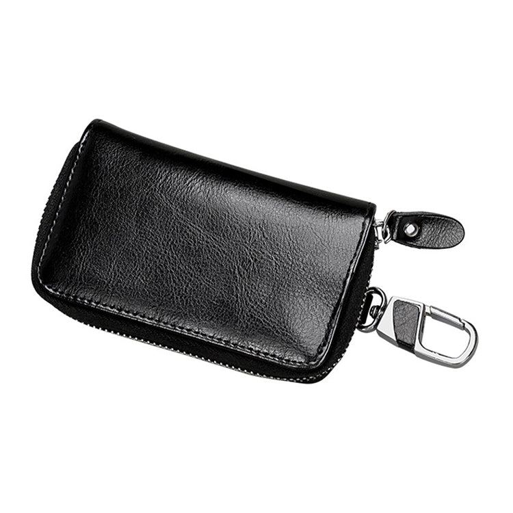 9101 Multi-function Waist Hanging Oil Wax Leather Zipper Wallet Keys Holder Bag