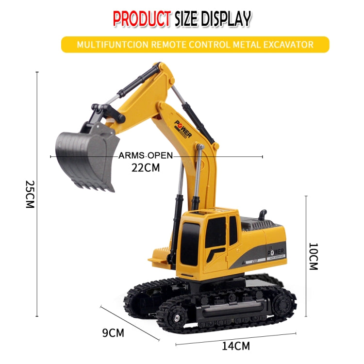 258-1 6 قنوات 2.4G 1/24RC حفارة معدنية هندسية يتم التحكم فيها عن بعد وشحن سيارة RC معدنية