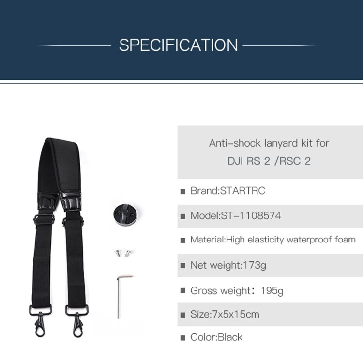 STARTRC Thickening Stress Relieving Neck Strap Lanyard Hang Rope Buckle for DJI RONIN RS-2 / RONIN RS-C2, For DJI RONIN RS-2 / RS-C2