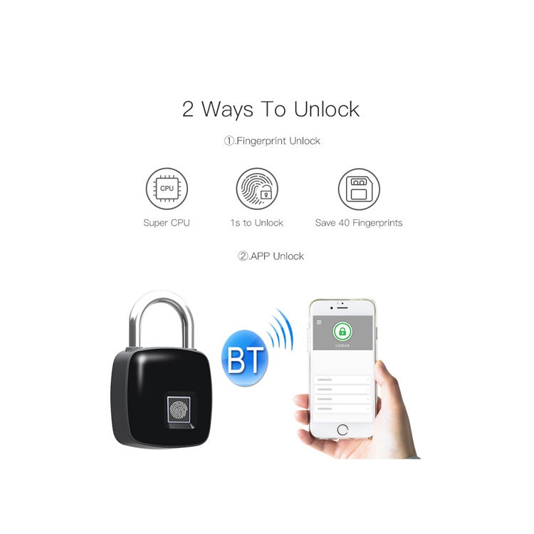 Anytek P3+ Against Theft Non-password Electrically Intelligent Fingerprint Padlock, Support APP Unlock, Anytek P3+