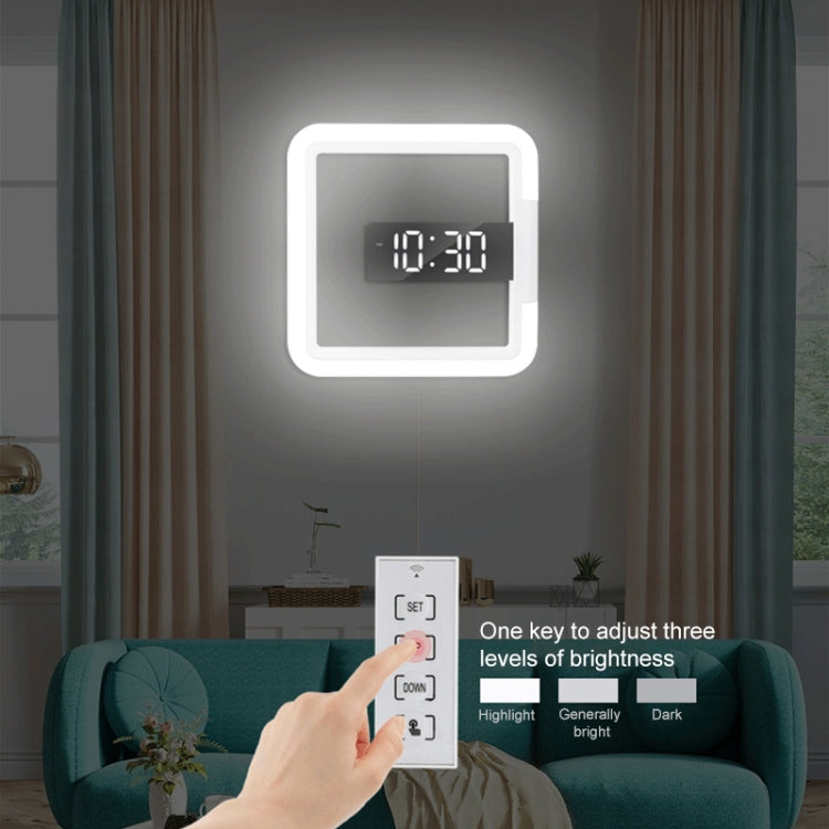 ساعة منبه رقمية TS-S28-W متعددة الوظائف، مزودة بمقياس حرارة مربع RGB، مزودة بمرآة LED، وساعة حائط مجوفة، وساعة بمقياس حرارة RGB