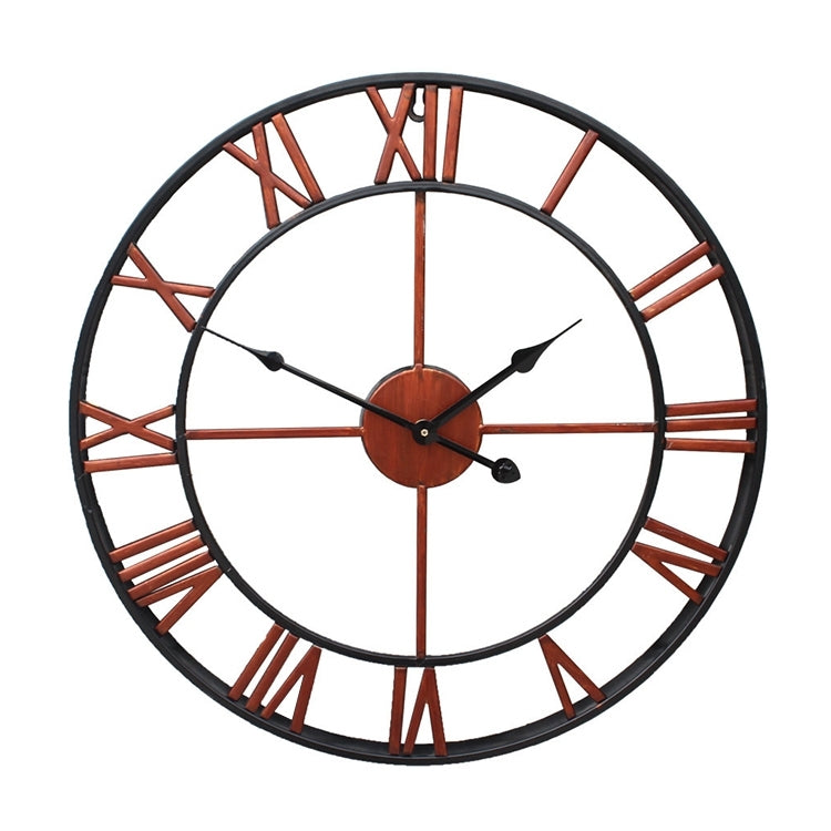 60cm Retro Living Room Iron Round Roman Numeral Mute Decorative Wall Clock (White), 50cm